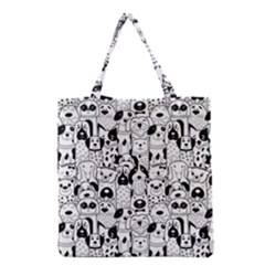 Seamless-pattern-with-black-white-doodle-dogs Grocery Tote Bag