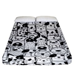 Seamless-pattern-with-black-white-doodle-dogs Fitted Sheet (king Size)