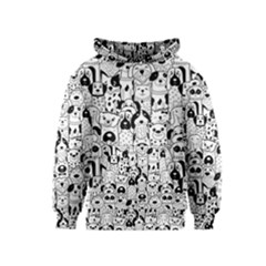 Seamless-pattern-with-black-white-doodle-dogs Kids  Pullover Hoodie