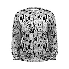 Seamless-pattern-with-black-white-doodle-dogs Women s Sweatshirt