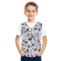 Seamless-pattern-with-black-white-doodle-dogs Kids  Basketball Tank Top