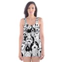 Seamless-pattern-with-black-white-doodle-dogs Skater Dress Swimsuit View1