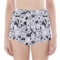 Seamless-pattern-with-black-white-doodle-dogs High-Waisted Bikini Bottoms View1