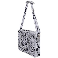 Seamless-pattern-with-black-white-doodle-dogs Cross Body Office Bag