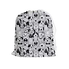 Seamless-pattern-with-black-white-doodle-dogs Drawstring Pouch (xl)