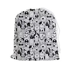 Seamless-pattern-with-black-white-doodle-dogs Drawstring Pouch (2xl)