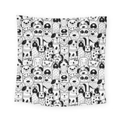 Seamless-pattern-with-black-white-doodle-dogs Square Tapestry (small)