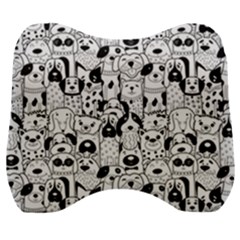 Seamless-pattern-with-black-white-doodle-dogs Velour Head Support Cushion