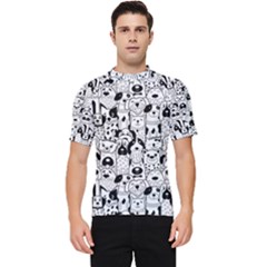 Seamless-pattern-with-black-white-doodle-dogs Men s Short Sleeve Rash Guard by Jancukart