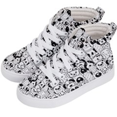 Seamless-pattern-with-black-white-doodle-dogs Kids  Hi-top Skate Sneakers