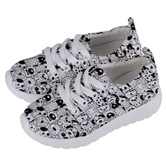 Seamless-pattern-with-black-white-doodle-dogs Kids  Lightweight Sports Shoes