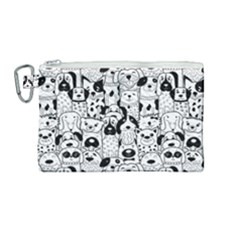 Seamless-pattern-with-black-white-doodle-dogs Canvas Cosmetic Bag (medium)