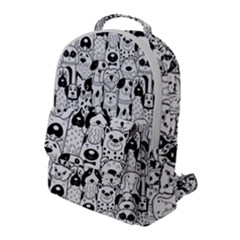 Seamless-pattern-with-black-white-doodle-dogs Flap Pocket Backpack (large)