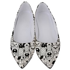 Seamless-pattern-with-black-white-doodle-dogs Women s Low Heels