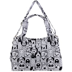 Seamless-pattern-with-black-white-doodle-dogs Double Compartment Shoulder Bag