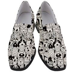 Seamless-pattern-with-black-white-doodle-dogs Women s Chunky Heel Loafers