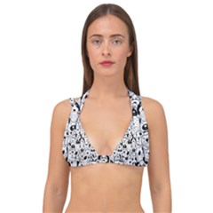 Seamless-pattern-with-black-white-doodle-dogs Double Strap Halter Bikini Top