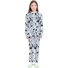 Seamless-pattern-with-black-white-doodle-dogs Kids  Tracksuit