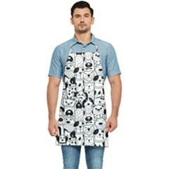 Seamless-pattern-with-black-white-doodle-dogs Kitchen Apron