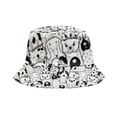 Seamless-pattern-with-black-white-doodle-dogs Inside Out Bucket Hat