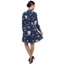 Cute-astronaut-cat-with-star-galaxy-elements-seamless-pattern Long Sleeve Chiffon Shirt Dress View2