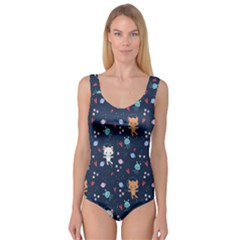 Cute-astronaut-cat-with-star-galaxy-elements-seamless-pattern Princess Tank Leotard 