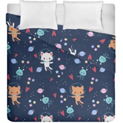 Cute-astronaut-cat-with-star-galaxy-elements-seamless-pattern Duvet Cover Double Side (King Size)