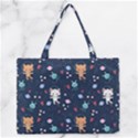 Cute-astronaut-cat-with-star-galaxy-elements-seamless-pattern Zipper Medium Tote Bag View1