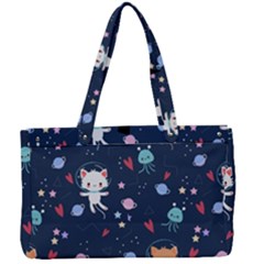 Cute-astronaut-cat-with-star-galaxy-elements-seamless-pattern Canvas Work Bag