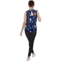 Cute-astronaut-cat-with-star-galaxy-elements-seamless-pattern Mock Neck Chiffon Sleeveless Top View2