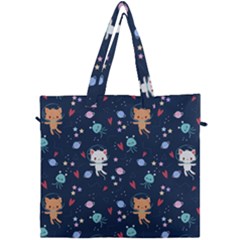 Cute-astronaut-cat-with-star-galaxy-elements-seamless-pattern Canvas Travel Bag