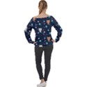 Cute-astronaut-cat-with-star-galaxy-elements-seamless-pattern Off Shoulder Long Sleeve Velour Top View2