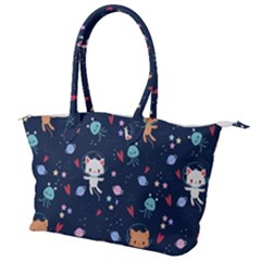 Cute-astronaut-cat-with-star-galaxy-elements-seamless-pattern Canvas Shoulder Bag