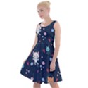 Cute-astronaut-cat-with-star-galaxy-elements-seamless-pattern Knee Length Skater Dress View1