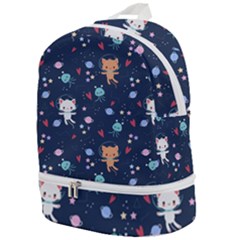 Cute-astronaut-cat-with-star-galaxy-elements-seamless-pattern Zip Bottom Backpack