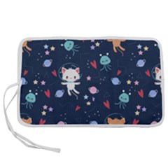 Cute-astronaut-cat-with-star-galaxy-elements-seamless-pattern Pen Storage Case (M)