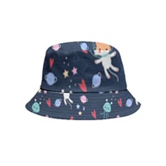 Cute-astronaut-cat-with-star-galaxy-elements-seamless-pattern Bucket Hat (Kids)