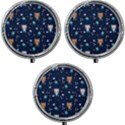 Cute-astronaut-cat-with-star-galaxy-elements-seamless-pattern Mini Round Pill Box (Pack of 3) View1