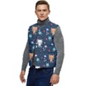 Cute-astronaut-cat-with-star-galaxy-elements-seamless-pattern Men s Short Button Up Puffer Vest	 View3