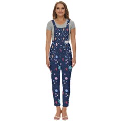 Cute-astronaut-cat-with-star-galaxy-elements-seamless-pattern Women s Pinafore Overalls Jumpsuit