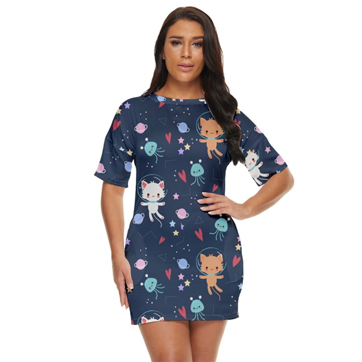 Cute-astronaut-cat-with-star-galaxy-elements-seamless-pattern Just Threw It On Dress