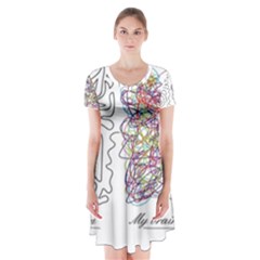 Neurodivergent Creative Smart Brain Short Sleeve V-neck Flare Dress by Wegoenart