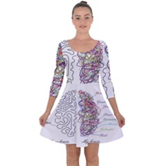 Neurodivergent Creative Smart Brain Quarter Sleeve Skater Dress by Wegoenart