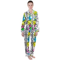 Brain Left Logic Language Science Satin Long Sleeve Pajamas Set by Wegoenart