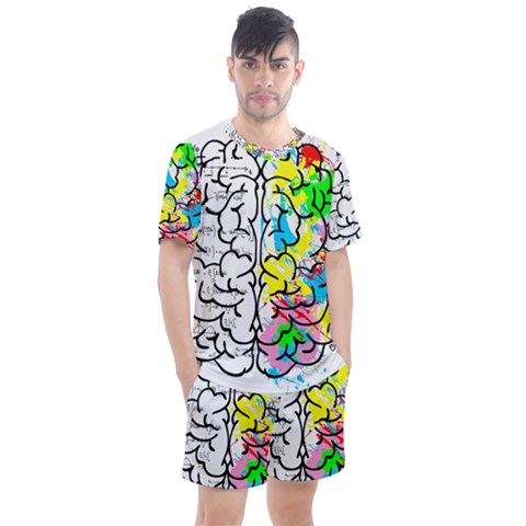 Brain Left Logic Language Science Men s Mesh Tee And Shorts Set by Wegoenart