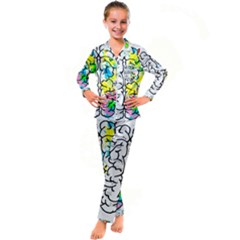 Brain Left Logic Language Science Kid s Satin Long Sleeve Pajamas Set by Wegoenart