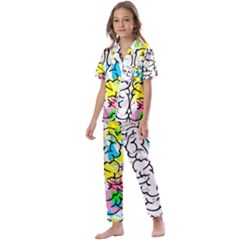 Brain Left Logic Language Science Kids  Satin Short Sleeve Pajamas Set by Wegoenart