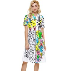 Brain Left Logic Language Science Button Top Knee Length Dress by Wegoenart