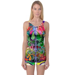 Brain Head Mind Man Silhouette One Piece Boyleg Swimsuit by Wegoenart