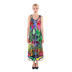 Brain Head Mind Man Silhouette Sleeveless Maxi Dress by Wegoenart